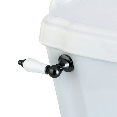 Porcelain Toilet Tank Lever in Black Stainless Steel