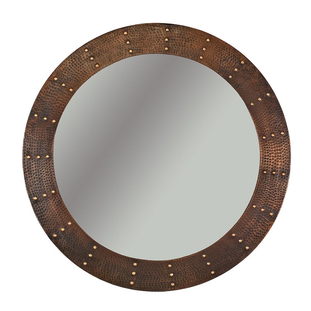 Premier Copper Products 34 in. Round Copper Mirror with Hand