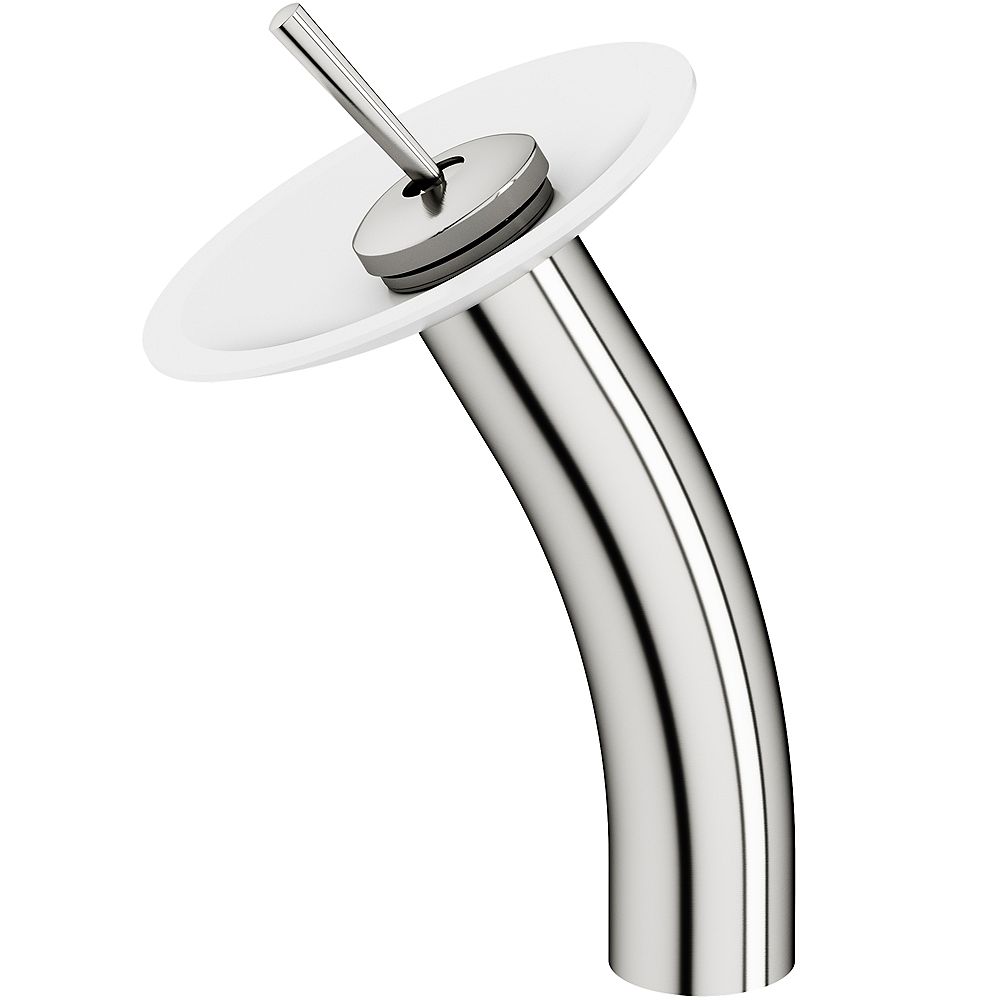 VIGO Waterfall Bathroom Vessel Faucet with Matte Stone Disk in Brushed