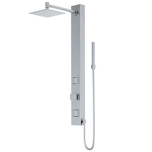 Orchid 39.375 in. 2-Jet High Pressure Shower System with Fixed Rainhead and Handheld Dual Shower in Stainless Steel