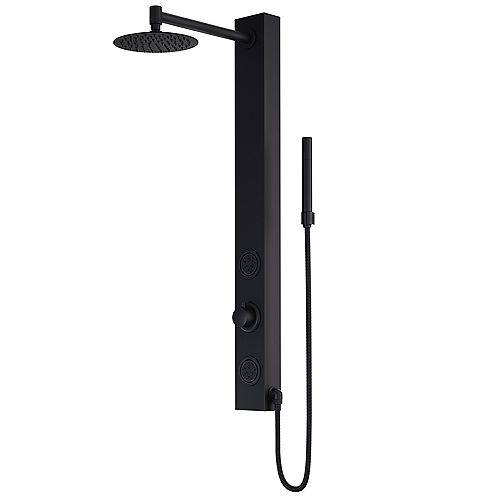 Gardenia 39.375 in. 2-Jet High Pressure Shower System with Fixed Rainhead and Handheld Dual Shower in Matte Black