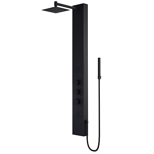 Kingsley 55.125 in. 2-Jet High Pressure Shower System with Fixed Rainhead and Handheld Dual Shower in Matte Black