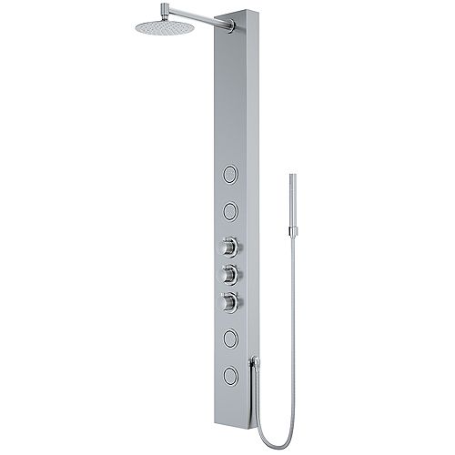 Ellington 59 in. 4-Jet High Pressure Shower System with Fixed Rainhead and Handheld Dual Shower in Stainless Steel