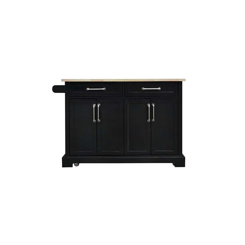 Stylewell 48 Inch Black Kitchen Cart The Home Depot Canada