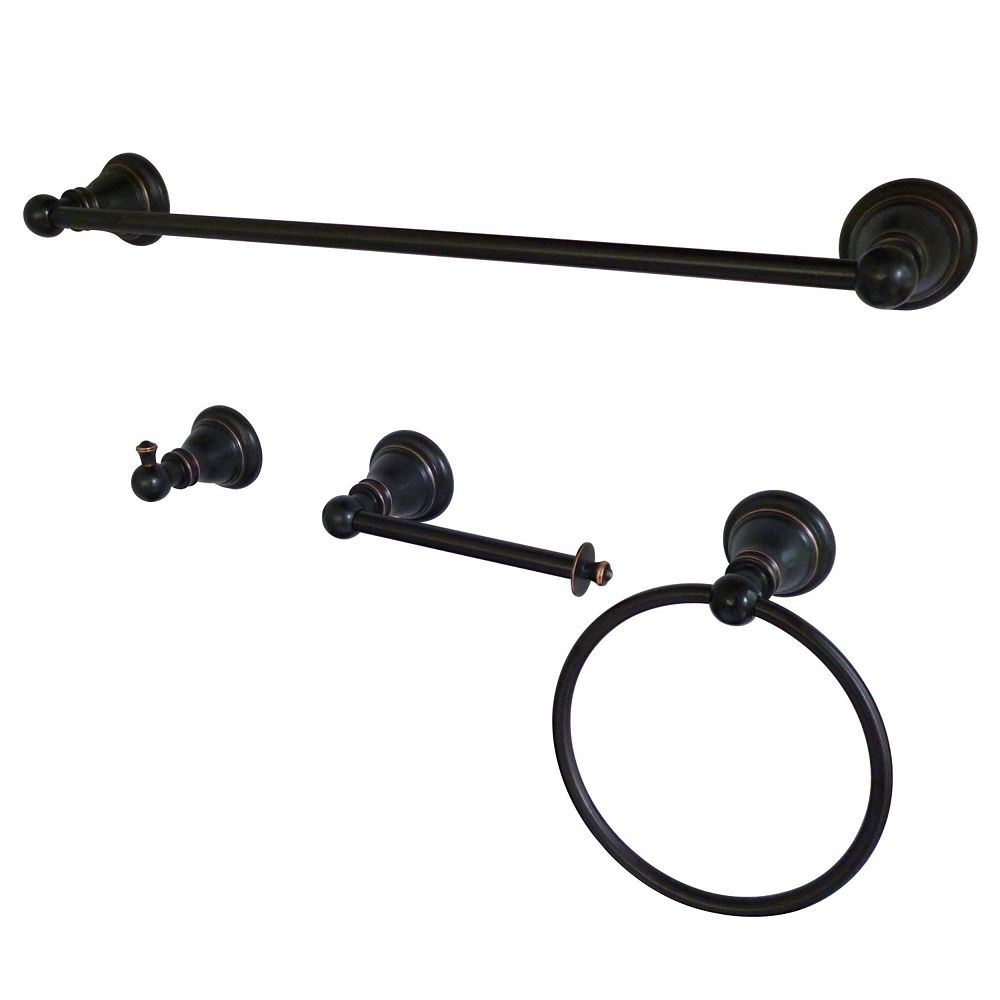 Kingston Brass 4Piece Bathroom Accessory Set in Oil Rubbed Bronze The Home Depot Canada