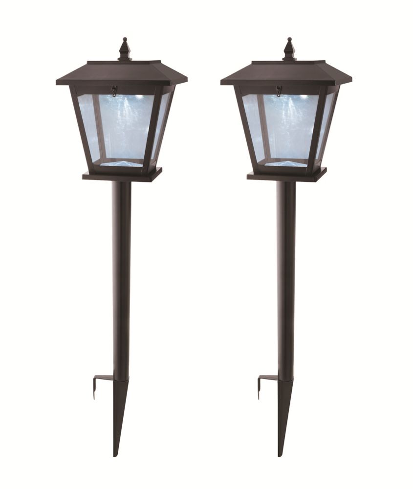 Hampton Bay Black Metal Solar LED Pathway Lights 2 Pack The Home   P 1001511401 