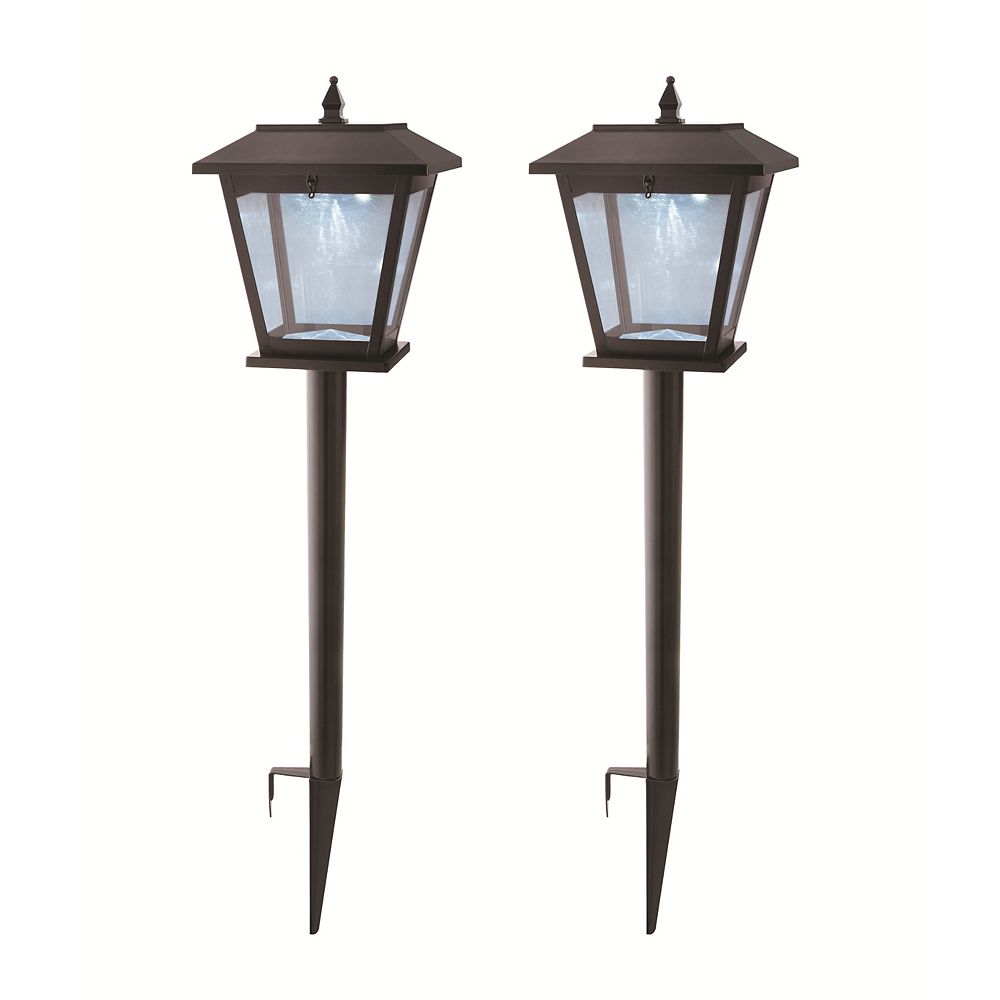 Hampton Bay Black Metal Solar LED Pathway Lights (2Pack) The Home