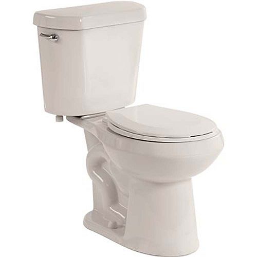 2-Piece 1.28 GPF Single Flush Round Bowl Toilet In White With Seat Included