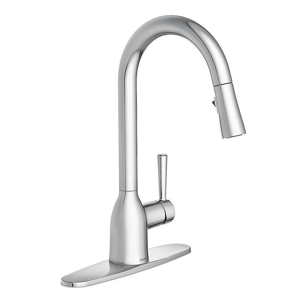 Moen Adler Single Handle Pull Down Sprayer Kitchen Faucet With Reflex In Chrome The Home Depot Canada