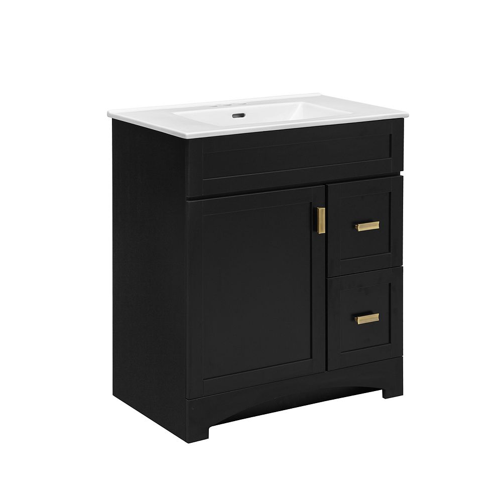 Glacier Bay Rocara Black 30 Inch W Vanity Combo With White Vitreous China Top The Home Depot Canada Glacier Bay Rocara Black 30 Inch W Vanity Combo With White Vitreous China Top The Home Depot Canada