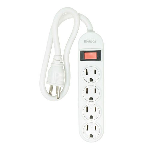 4 Outlet Power Strip with Surge Protection 1.5 ft. Cord