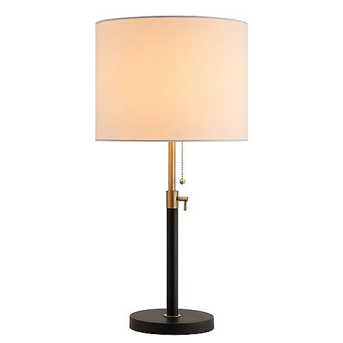 Matte Black and Antique Brass Adjustable Table Lamp