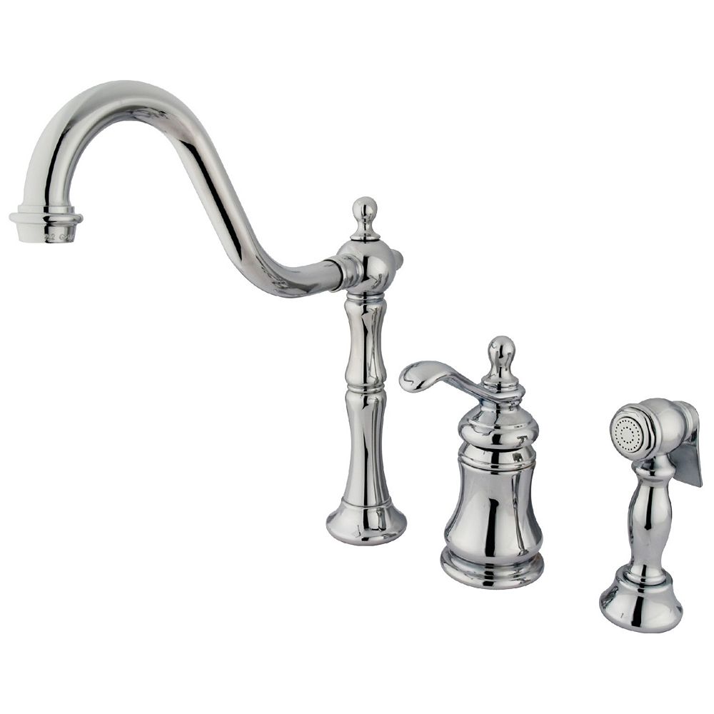 Kingston Brass Templeton Single Handle Standard Kitchen Faucet With Side Sprayer In Chrome The Home Depot Canada