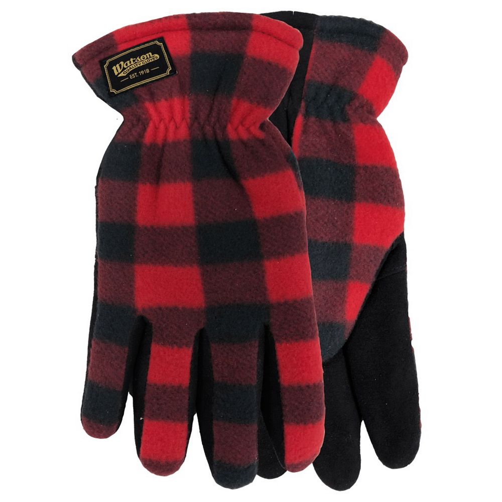 Watson Gloves Soft Plaid Polyester Fleece, Casual Winter Gloves with