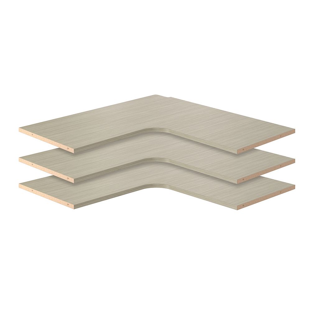 Closet Evolution 30inch Corner Shelves in Rustic Grey (3Pack) The
