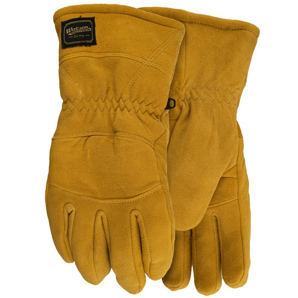 Watson Gloves Split Deerskin Leather, Warm Sherpa Lined Winter Gloves