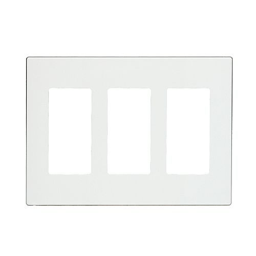 Decora 3-Gang Wallplate, Screwless, Poly Carbonate, Snap-On Mount - White