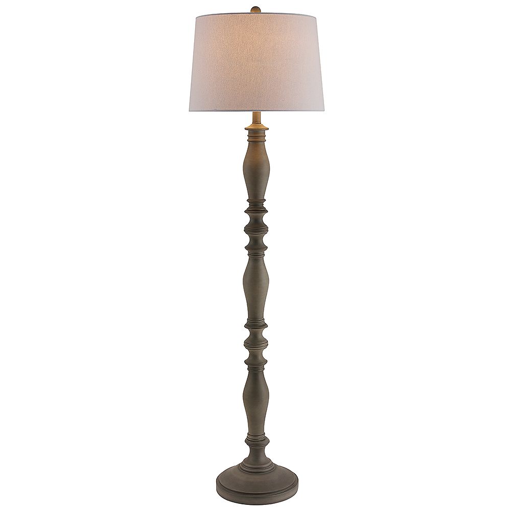 Hampton Bay 60-inch Grey Faux Wood Farmhouse Floor Lamp | The Home