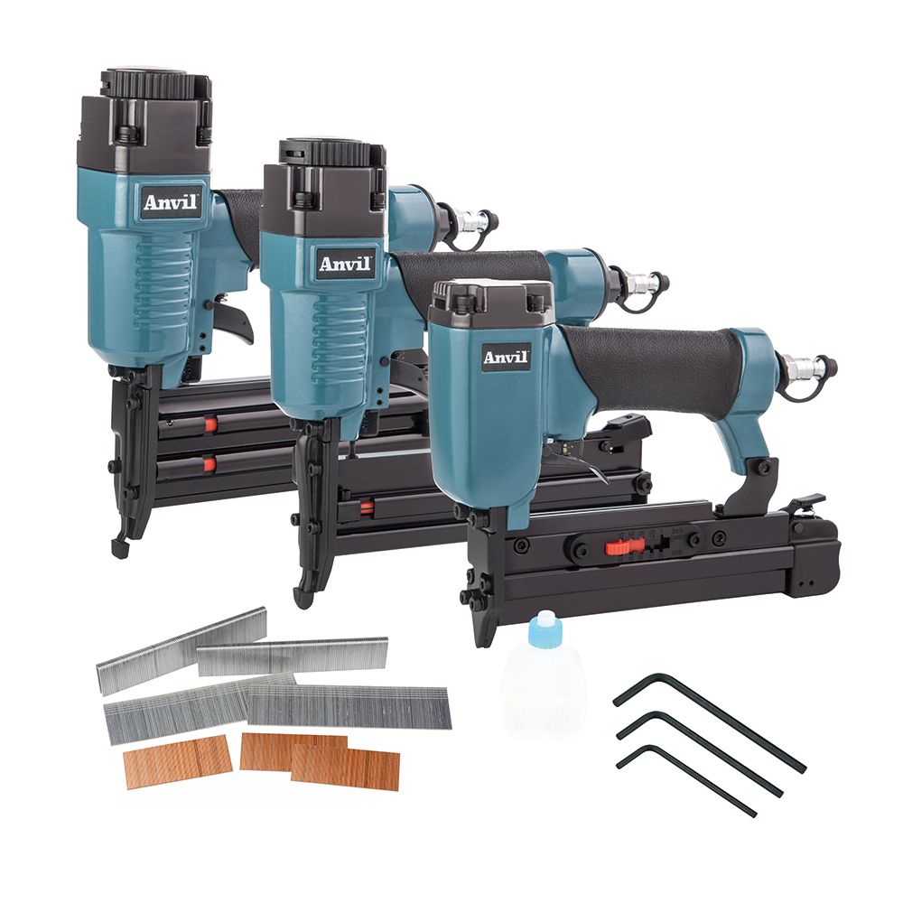 ANVIL Pneumatic Brad Nailer, Stapler, And Pin Nailer Kit With Fasteners