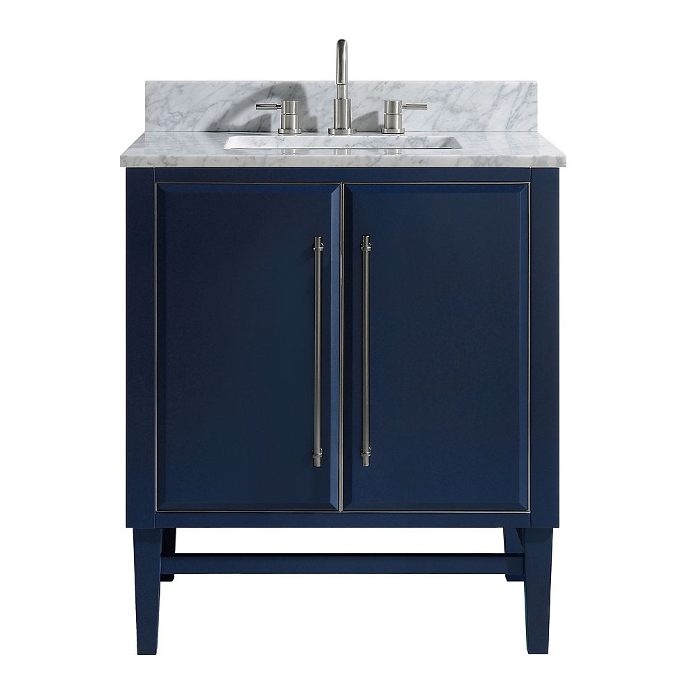 Avanity Mason 31 inch Vanity Combo in Navy Blue with Silver Trim and