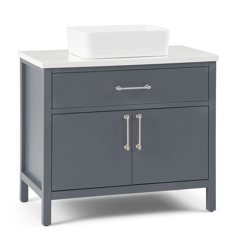 Simpli Home Patton 36 inch Contemporary Bath Vanity in Charcoal Grey