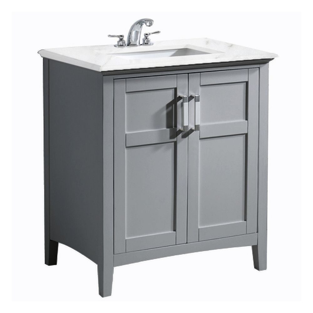 Simpli Home Winston 30 Inch Contemporary Bath Vanity In Warm Grey With Bombay White Engine The Home Depot Canada