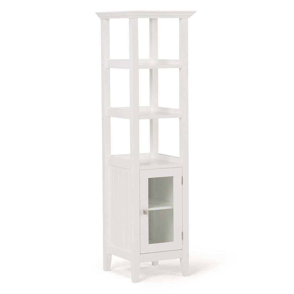 Simpli Home Acadian 56 1 Inch H X 15 75 Inch W Bath Storage Tower Bath Cabinet In White The Home Depot Canada