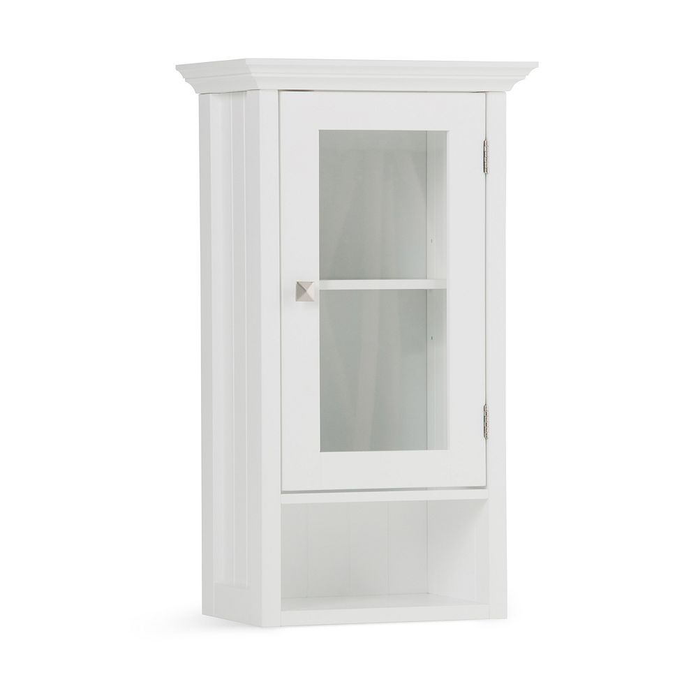 Simpli Home Acadian 28 Inch H X 15 75 Inch W Single Door Wall Bath Cabinet In White The Home Depot Canada