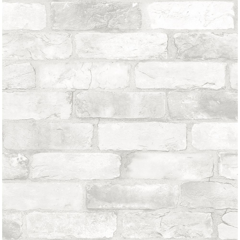 Nuwallpaper Loft White Brick Peel Stick Wallpaper The Home Depot Canada
