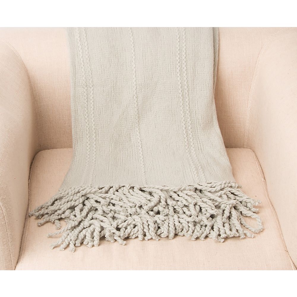 Battilo Home Cable Knit Woven Luxury Throw Blanket With Tasseled Ends 50x 60 Light Grey The Home Depot Canada