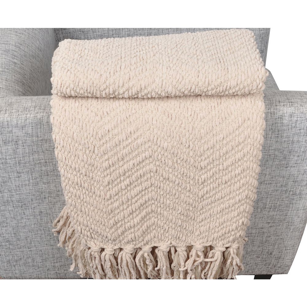 Battilo Home Boon Knit ZigZag Textured Woven Throw/Blanket, 60" x 50