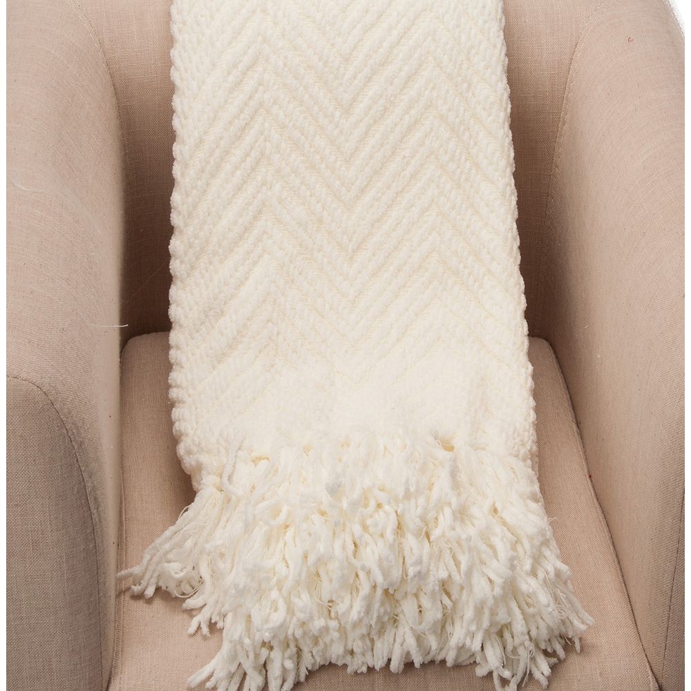 Battilo Home Boon Knit Zig Zag Textured Woven Throw Blanket