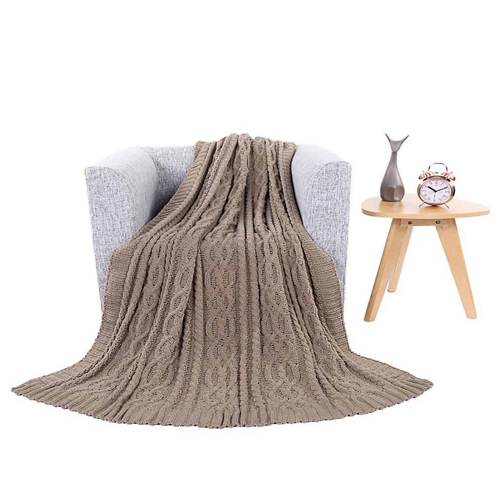 Battilo Home Knitted Chenille Light Weight Soft And Coxy Throw Blanket