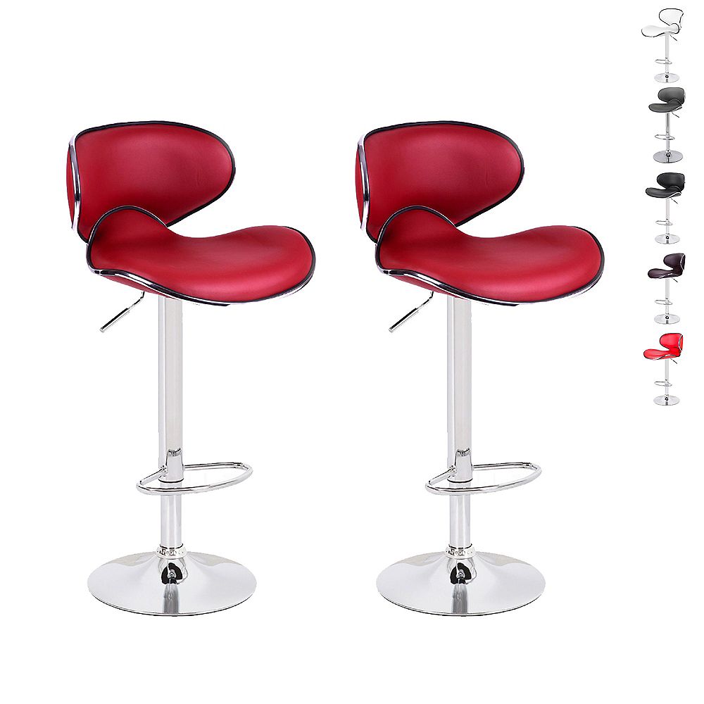 Bronte Living Deep Red Leatherette Bar Stool With Adjustable Height