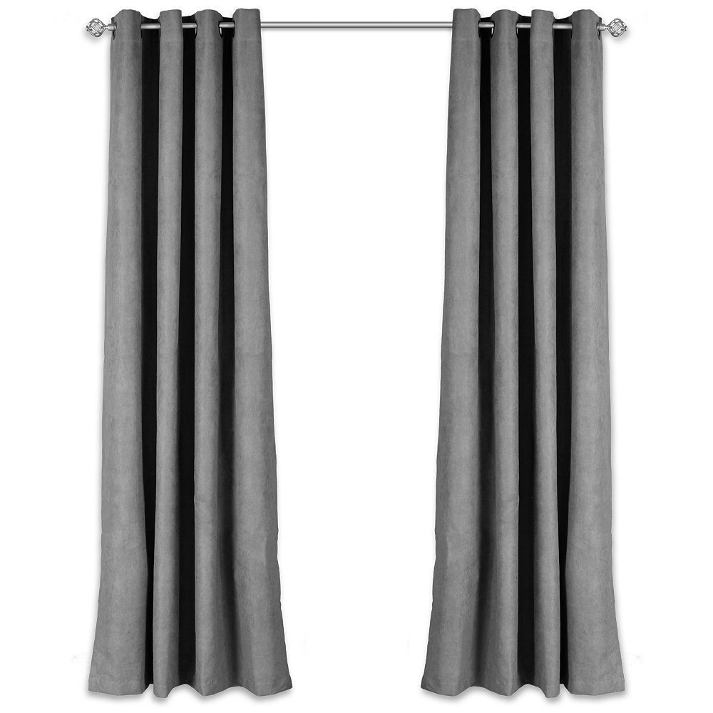 REVOLUTION HOME DECOR Grey Faux Suede Curtain 54 inch X 84 inch The Home Depot Canada