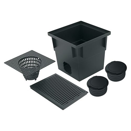 13 in. Square Catch Basin Kit with Black Grate