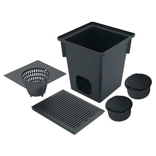 10 in. Square Catch Basin Kit with Black Grate