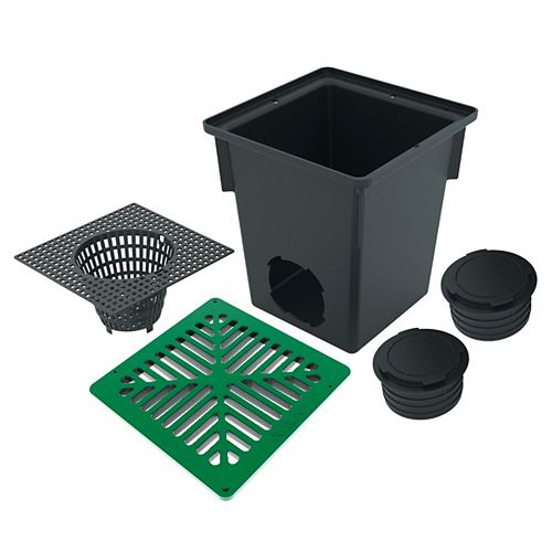 10 in. Square Catch Basin Kit with Green Grate