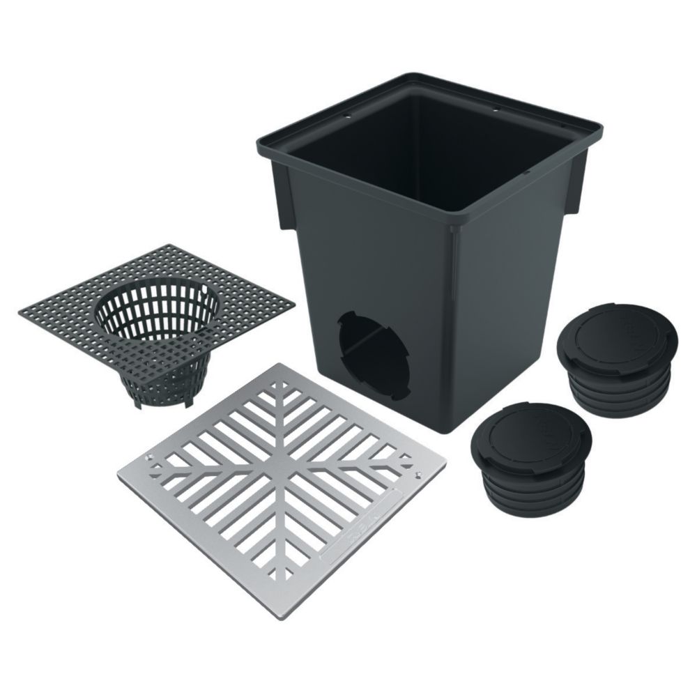 RELN 10 inch x 10 inch Catch Basin Kit with Metal Grate The Home