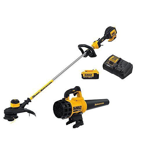 DEWALT 20V MAX Lithium-Ion Cordless String Trimmer and Blower Combo Kit (2-Tool) with 4Ah Battery and Charger