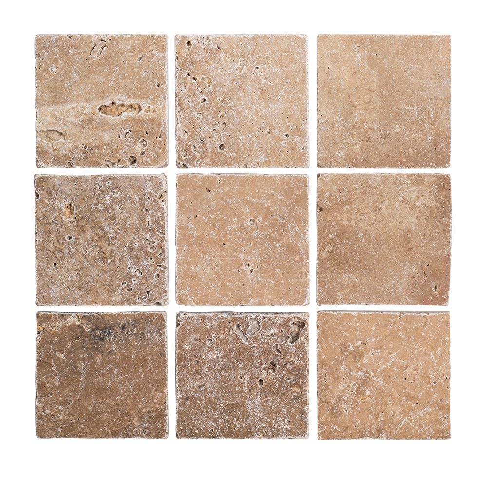 Jeffrey Court Travertino Noce Brown/Tan 4inch x 4inch Tumbled