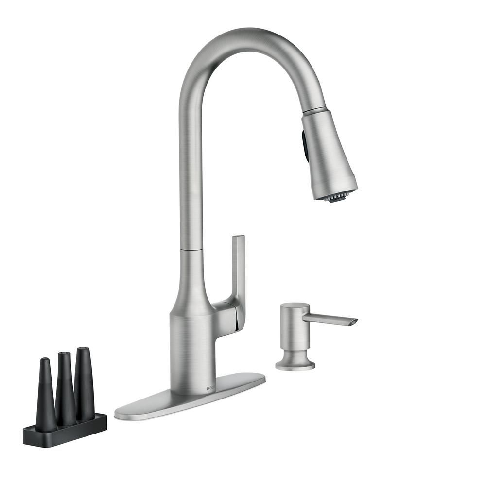 MOEN Milton Single Handle Pull Down Kitchen Faucet In Spot Resist   P 1001516197 