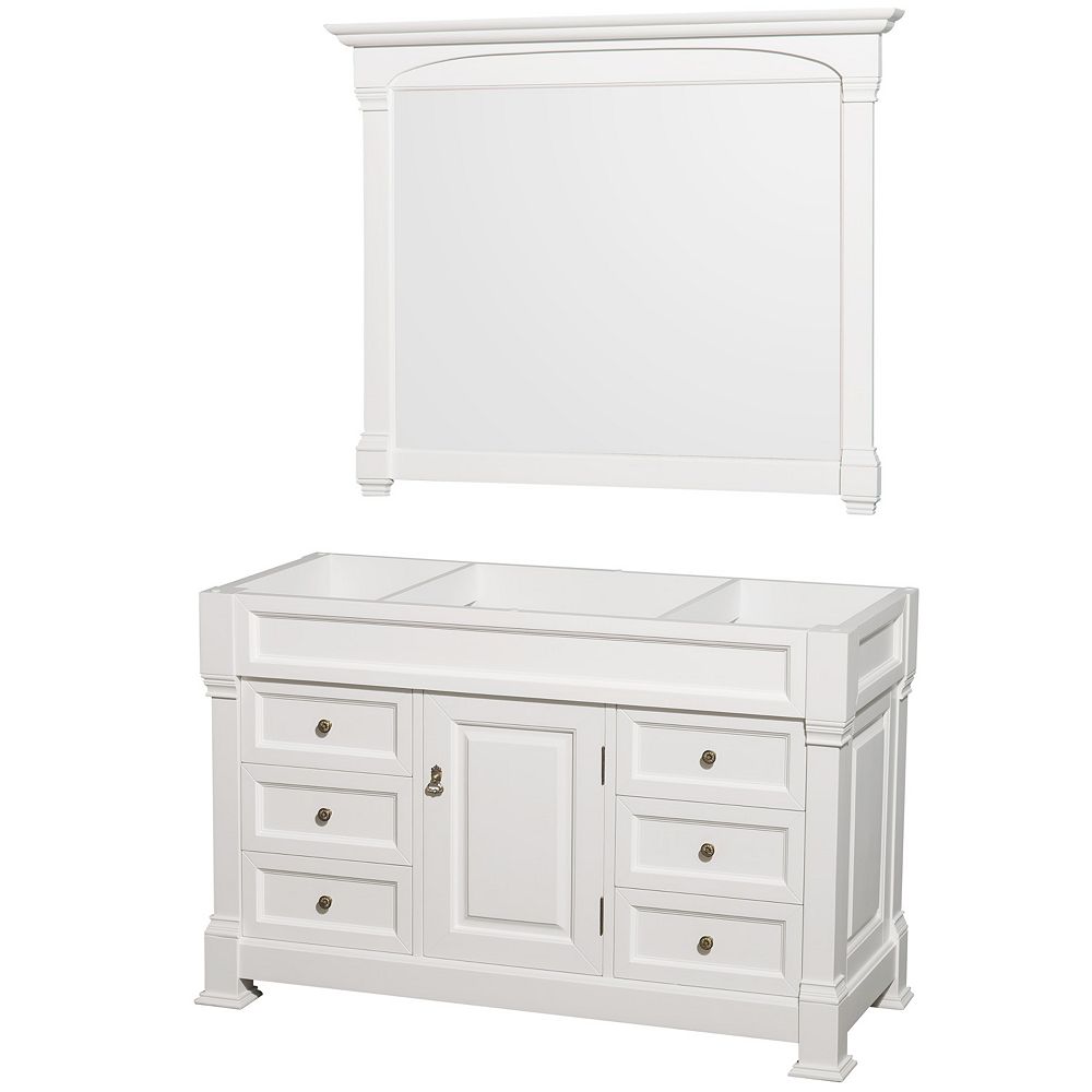 Wyndham Collection Andover 55 Inch Single Vanity In White No Countertop No Sink And 50 The Home Depot Canada