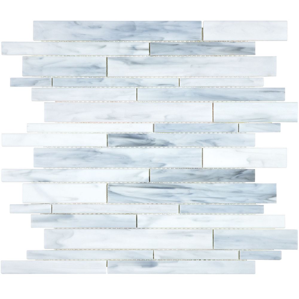 Enigma Barolo Artic Random Strip Strip Stained Glass Mosaic (15 sq.ft