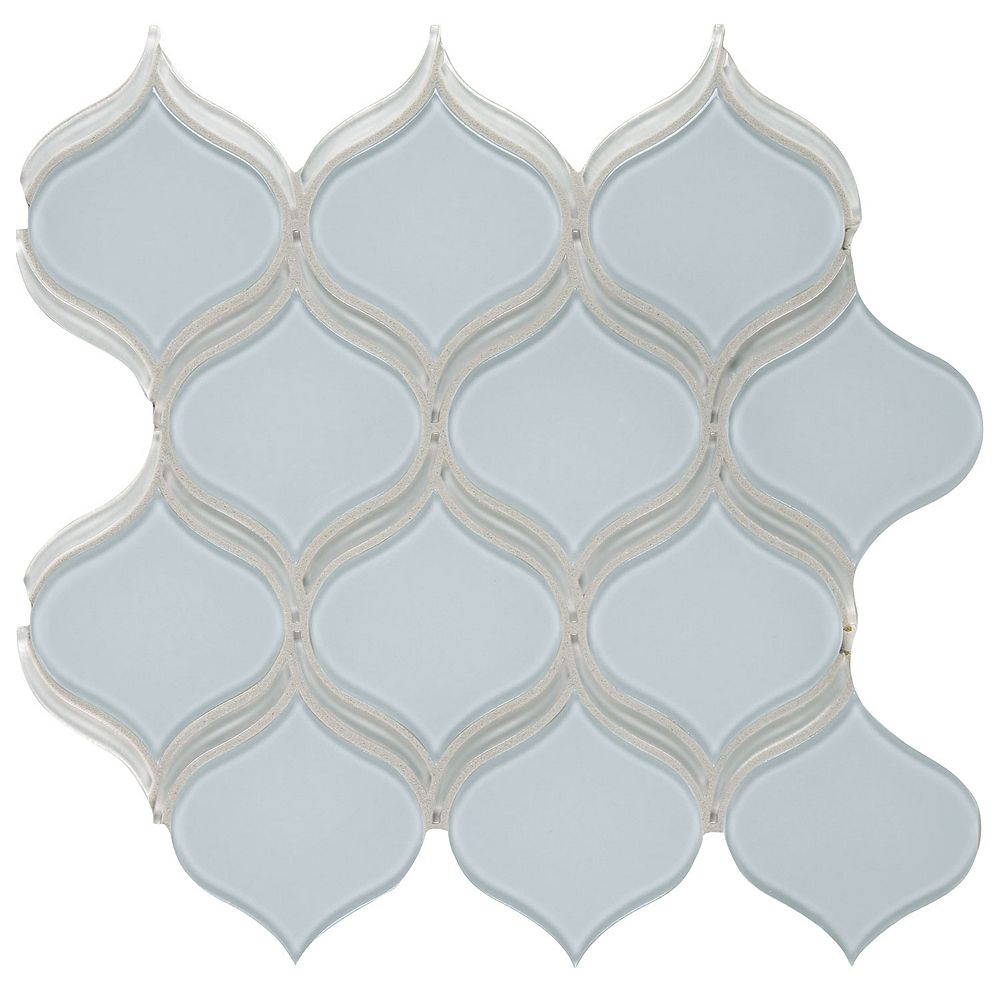 Enigma Arctic Sterling Arabesque Glass Mosaic Tile 9 68 Sq Ft Case The Home Depot Canada