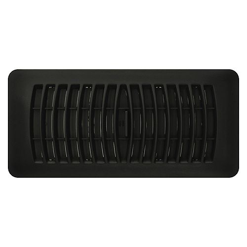 4 inch x 10 inch Plastic Floor Register - Black