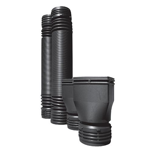 4 in. x 6 ft. Black Downspout Extenison Kit with Adapters, 2PK