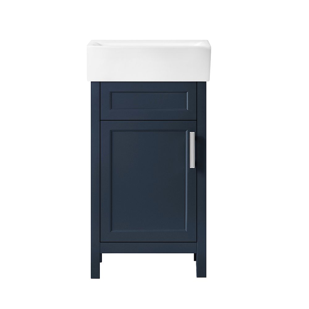 Home Decorators Collection Arvesen 18 Inch W Vanity In Midnight Blue With Ceramic Vanity T The Home Depot Canada