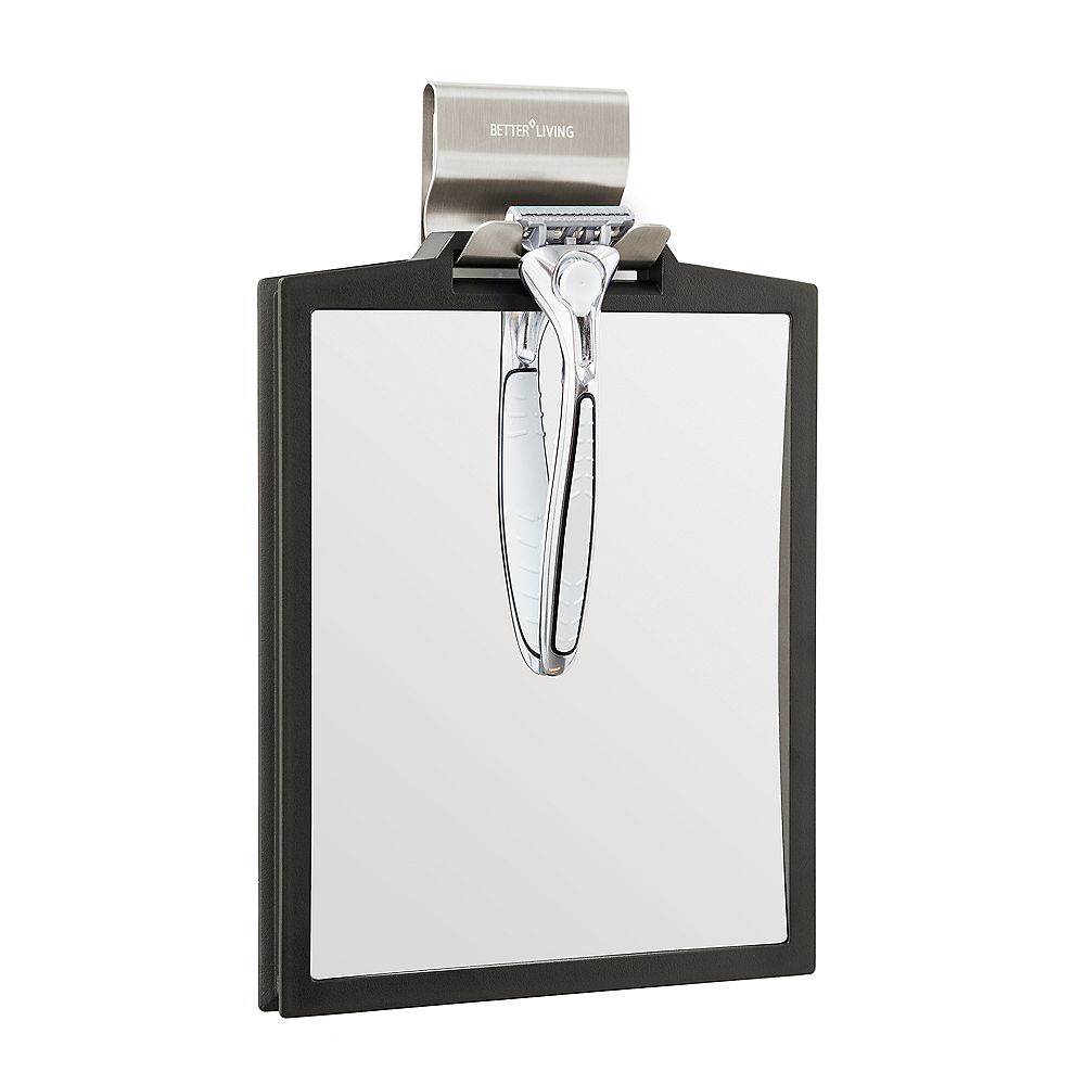 Better Living Doppio Double Sided Magnifying Shower Mirror Black Stainless Steel The Home Depot Canada Better Living Doppio Double Sided Magnifying Shower Mirror Black Stainless Steel The Home Depot Canada