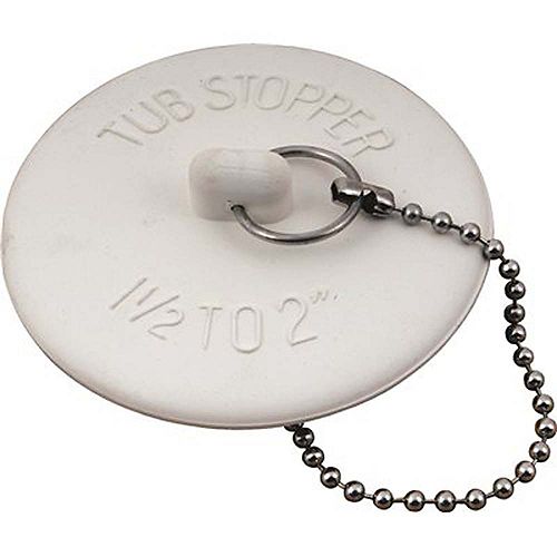 Rubber Bathtub Stopper With 15 inch Metal Chain, Pack Of 5